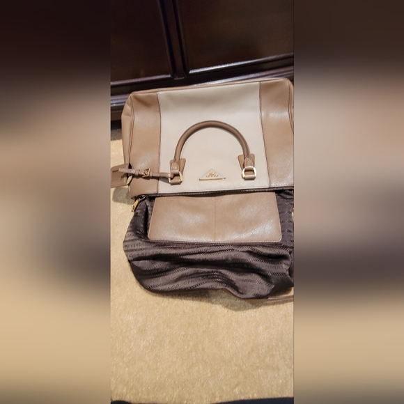PRADA 2 Tone Saffiano Lux Double Zipper Tote - Picture 3 of 16